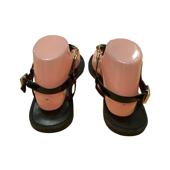 VINCE CAMUTO “ITELLI” CROC EMBOSSED BLACK LEATHER SANDALS 9M - Picture 3 of 10